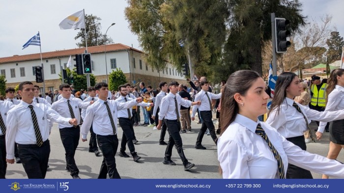 The English School Parade Team Shines at the 25th March Festivities.
